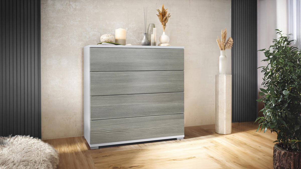 KOMMODE Pavos Avola-Anthrazit - Anthrazit/Hellgrau, Holzwerkstoff (76/76/35cm) - Vladon