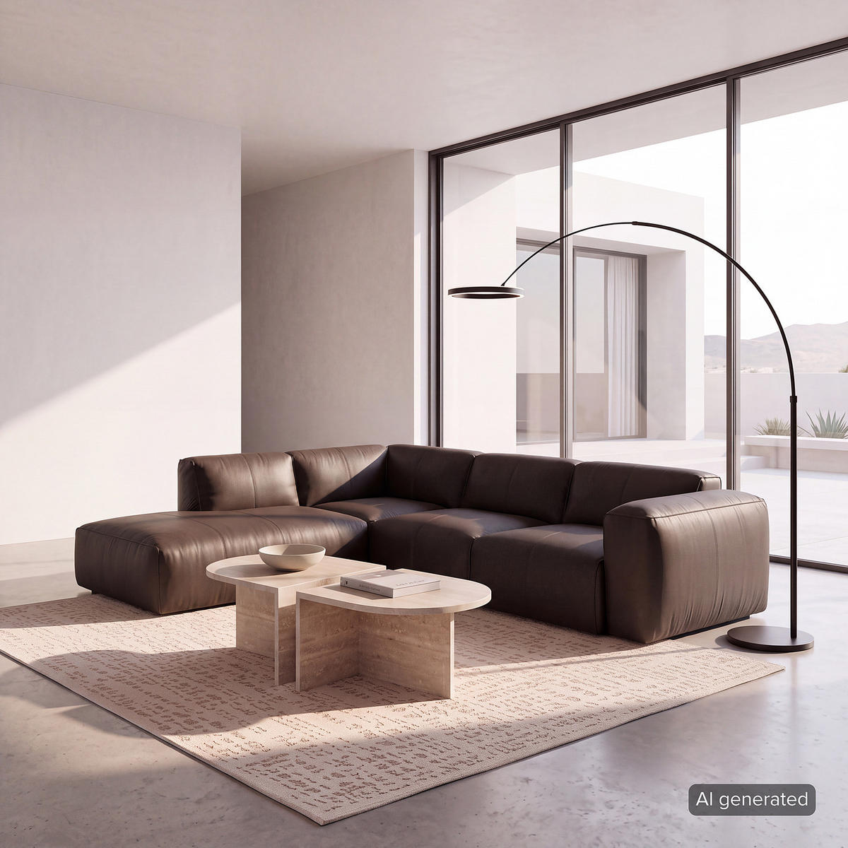 3-SITZER ECKSOFA mit Recamiere - Dunkelbraun/Schwarz, Leder/Kunststoff (295/231cm) - home24