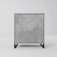 SIDEBOARD CONCRETE ZIG ZAG, Grau, 57,5x42x67,5 cm, Schwarze Metall-Rahmenfüße - Multicolor/Schwarz, Holzwerkstoff/Metall (57.5/67.5/42cm) - SpaceRebels