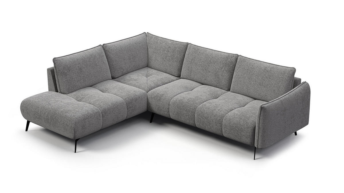 ECKSOFA AERA 5-Sitzer links, platingrau - Schwarz/Grau, Holz/Textil (268/206cm) - Courtois Laville