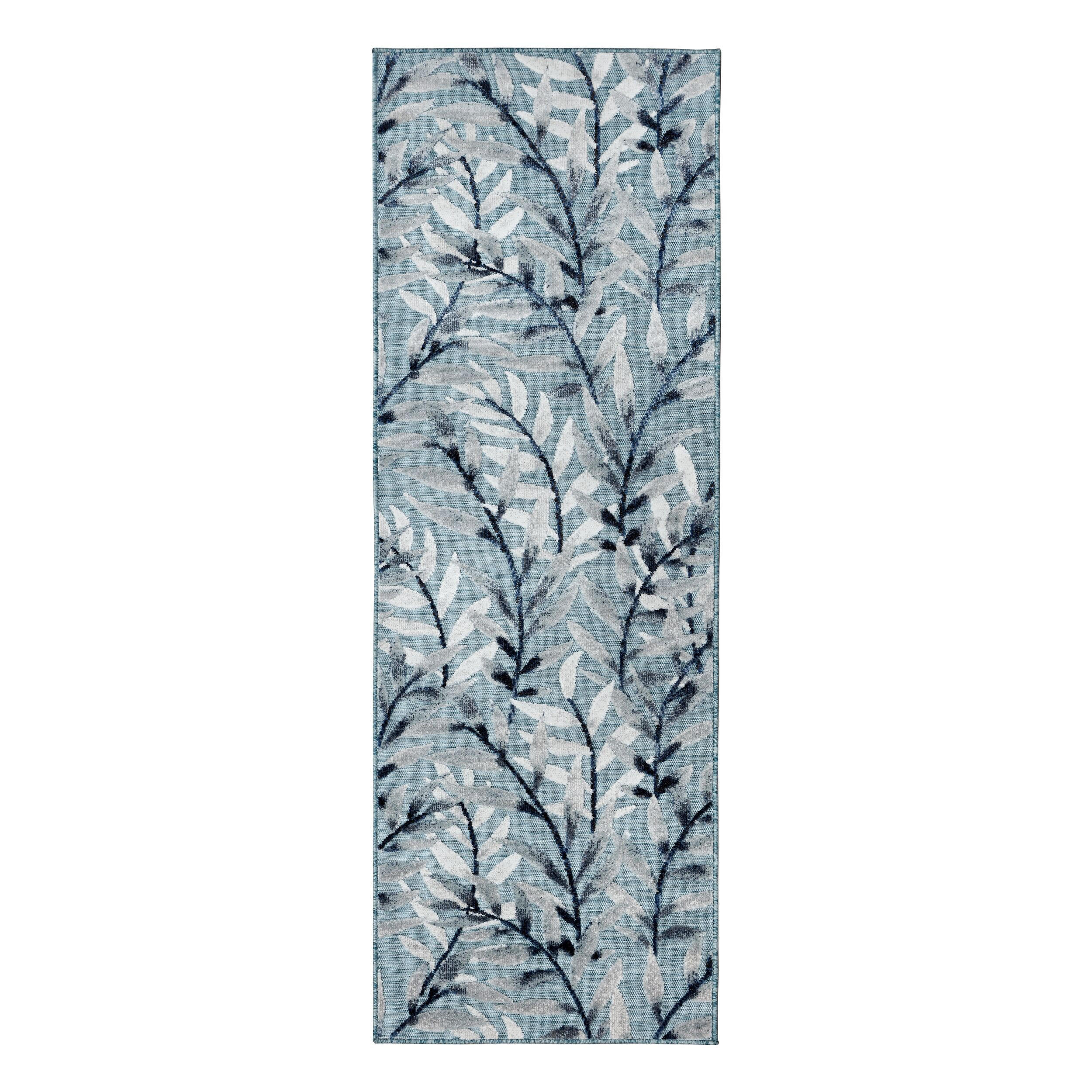 OUTDOOR-TEPPICH Tropisches-Blattmuster, schnelltrocknend, aqua LAGAN ERIC, Türkis 80x230 cm - Türkis, Textil (80/230cm) - KADIMA DESIGN