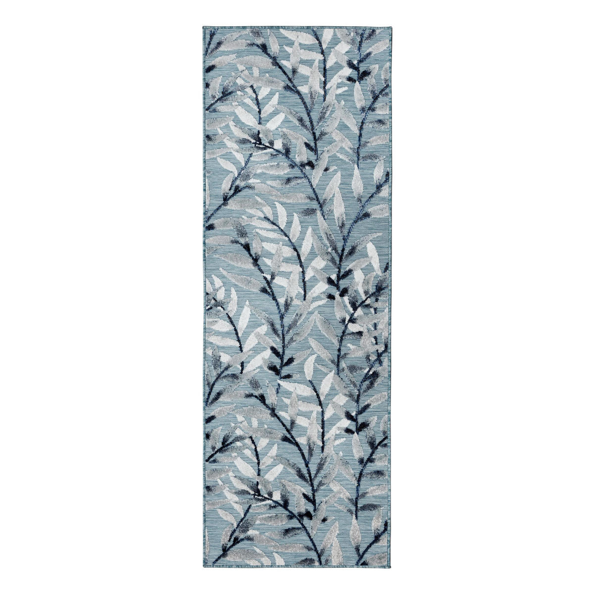 OUTDOOR-TEPPICH Tropisches-Blattmuster, schnelltrocknend, aqua LAGAN ERIC, Türkis 80x230 cm - Türkis, Textil (80/230cm) - KADIMA DESIGN