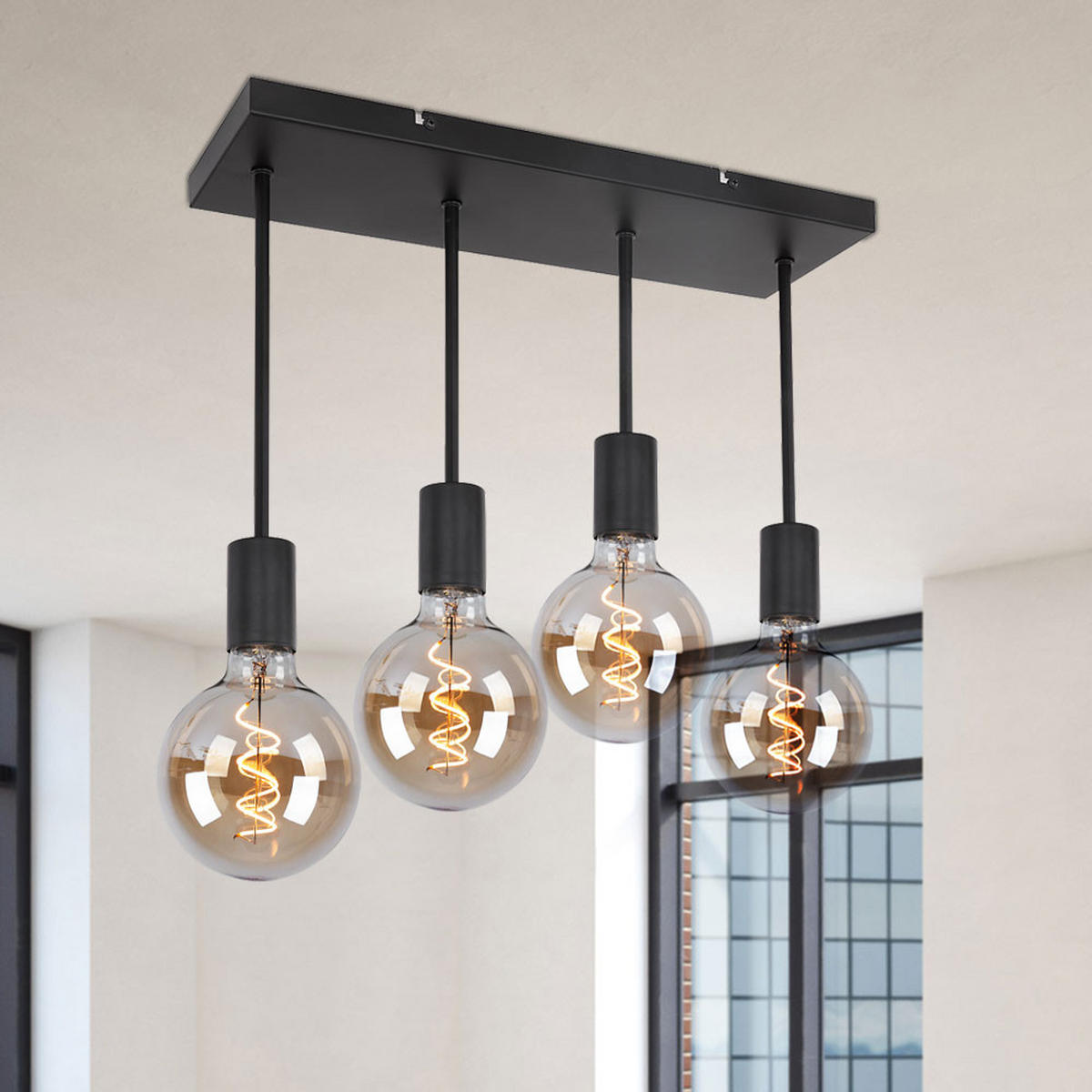 LED DECKENLEUCHTE Metall Schwarz MARTHA - Schwarz, Metall (45/15/34cm) - Globo Lighting