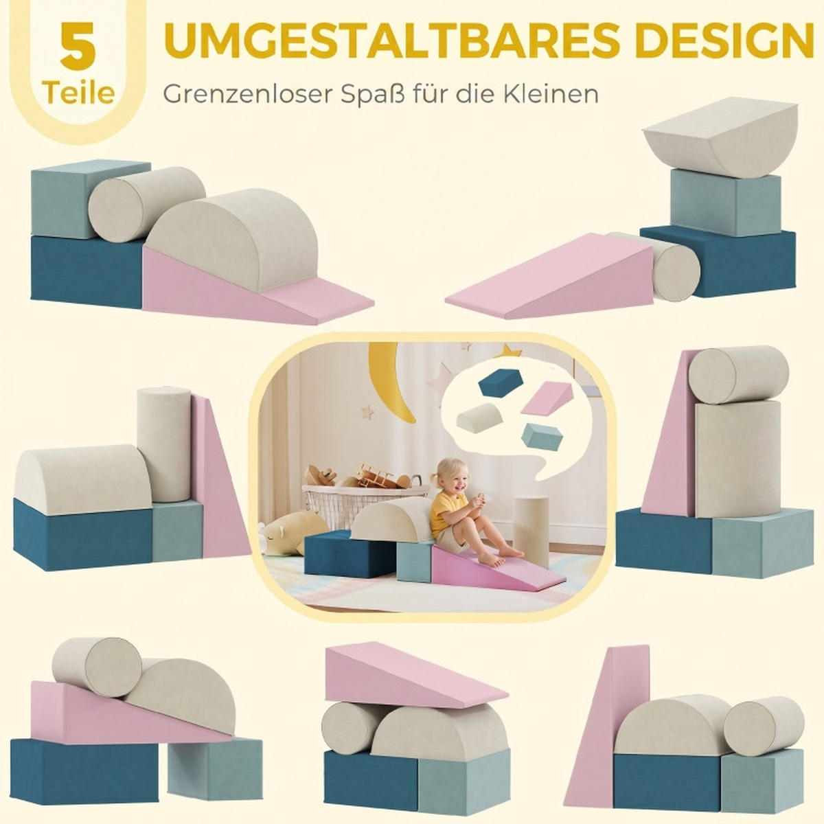 KONSTRUKTIONSSPIELZEUG Bauset - Multicolor, Textil (40.6/60/61cm) - Korfee