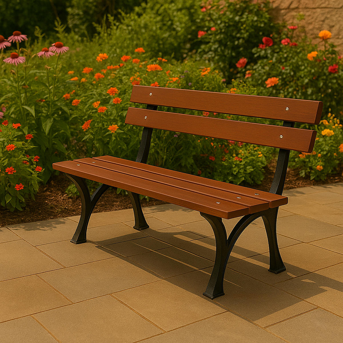 GARTENBANK Lüttich, 4-sitzer, Gusseisen schwarz, Eukalyptusholz - Schwarz, Metall (180/72/61cm) - TPFGarden