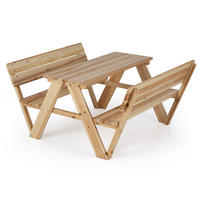 KINDERGARTENTISCH mit Sitzbänken natur - Naturfarben, Holz - COSTWAY