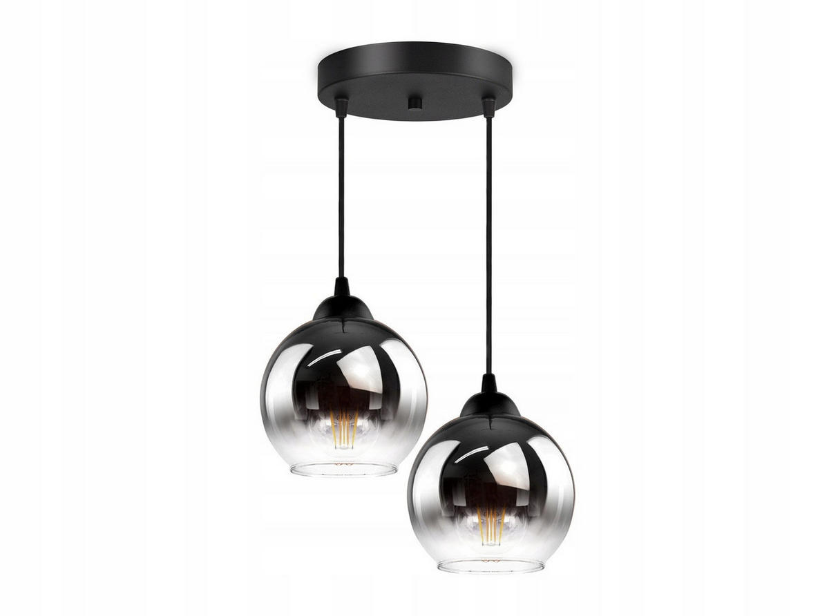 PENDELLEUCHTE MASUR - Transparent/Anthrazit, Glas/Metall (30/30/80cm) - kiki design