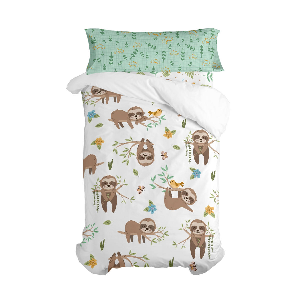 BETTBEZUG 2er-Set teiliges happy sloth 135/140x200 cm (standardgrösse) mehrfarbig - Multicolor, Textil (140/200cm) - Happy Friday