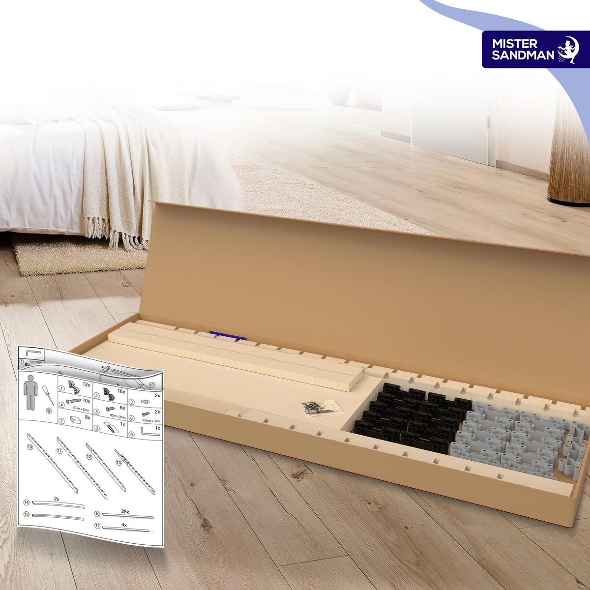 LAMELOVÝ ROŠT DreamBase 80x200 – 7zónový - přírodní/barva břízy, dřevo (80/200cm) - Mister Sandman