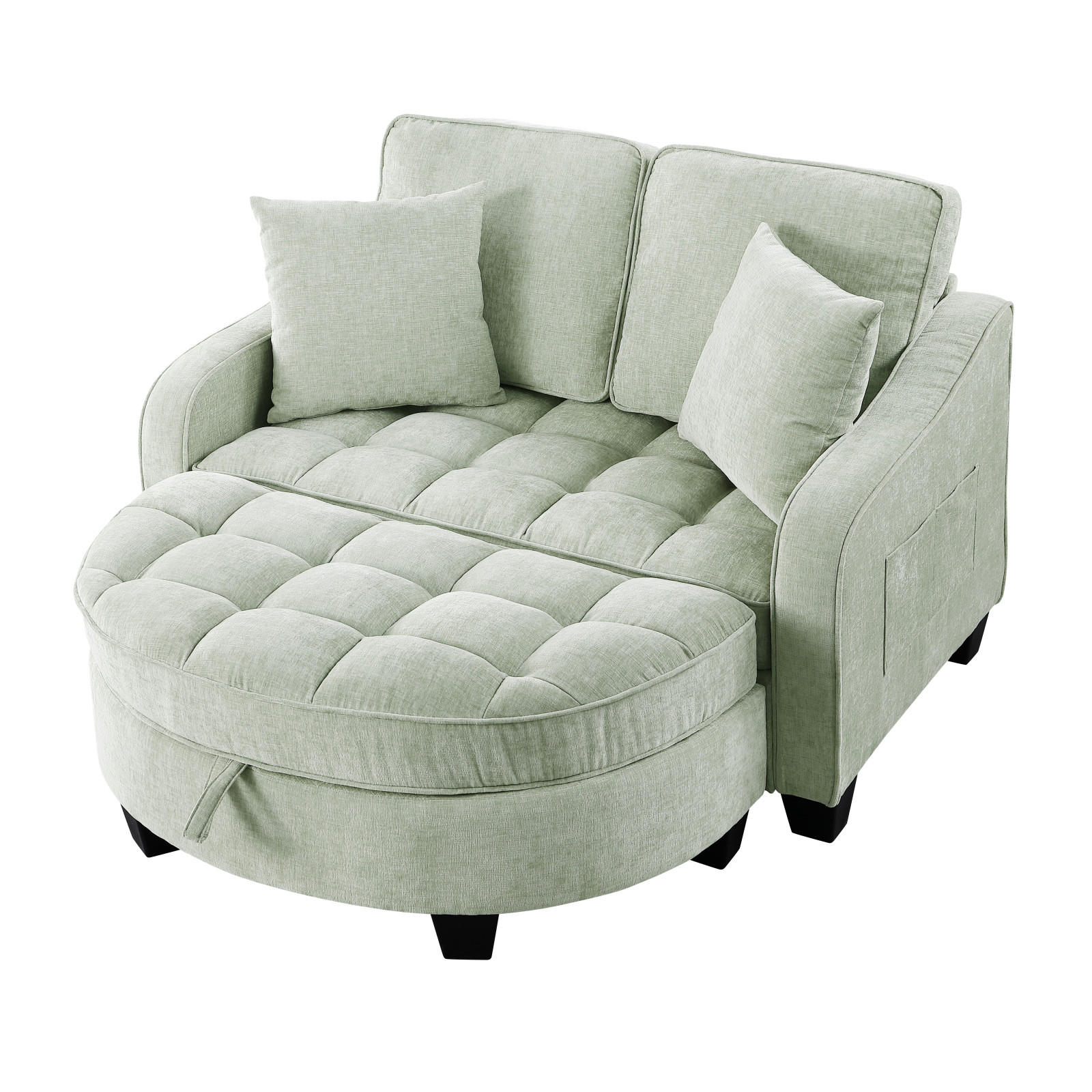 SCHLAFSOFA 2 in 1 Sofa mit Schlaffunktion,Hocker und Stauraum Stoffbezug Grün - Grün, Textil (129/93/132cm)
