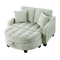SCHLAFSOFA 2 in 1 Sofa mit Schlaffunktion,Hocker und Stauraum Stoffbezug Grün - Grün, Textil (129/93/132cm)