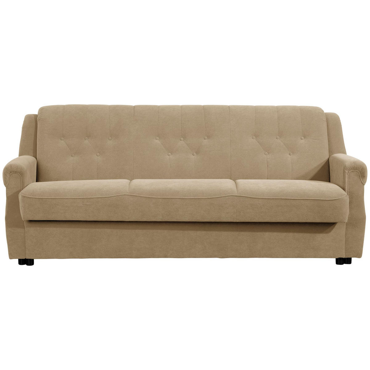 SOFA 3-Sitzer mit Bettfunktion Kaylyn Flockstoff sand - Sandfarben, Kunststoff (207/89/83cm) - 58aufmkessel