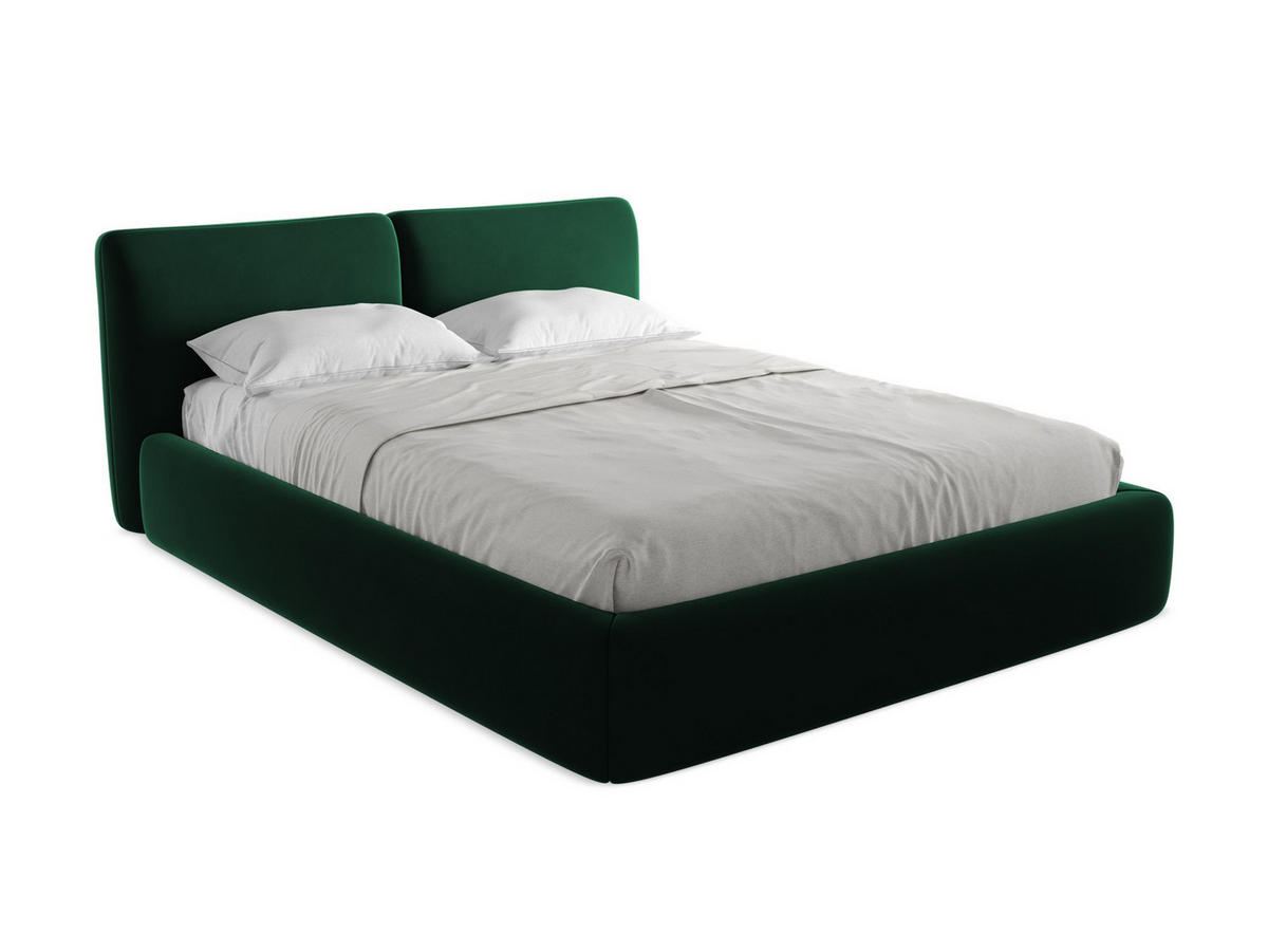 POLSTERBETT mit Bettkasten und Lattenrost 180x228 Grün - Dunkelgrün/Schwarz, Kunststoff/Textil (160/200cm) - Makamii