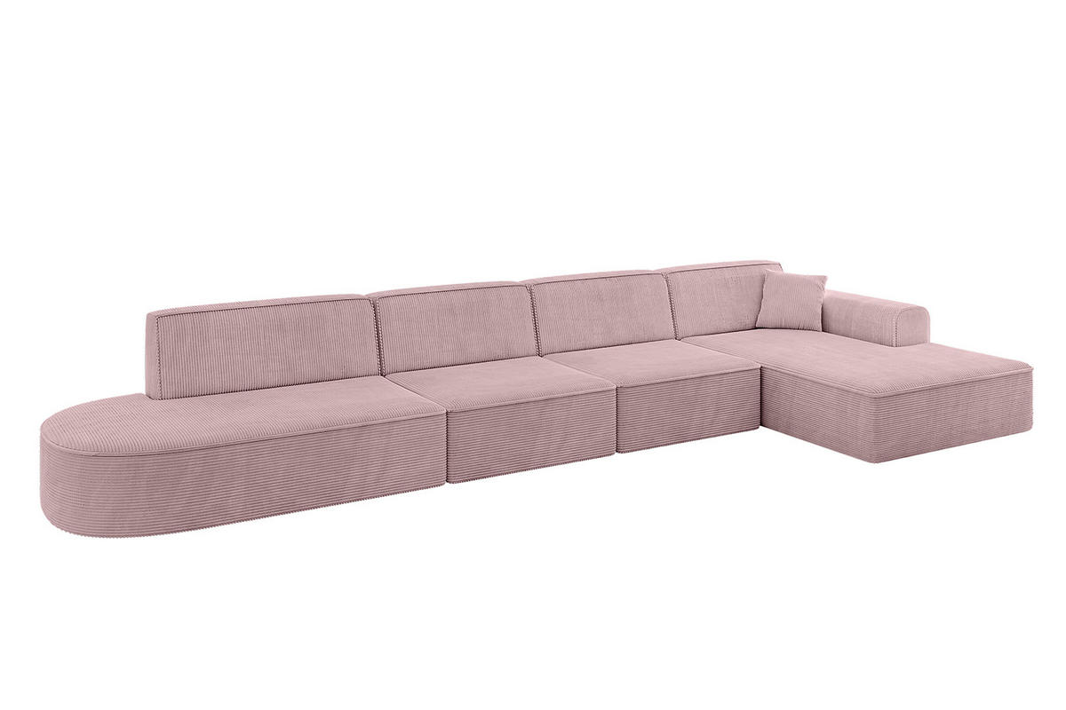 ECKSOFA Ottomane Rechts IREA-L3-v3 - 413x171x79 cm Rosa - Rosa, Holzwerkstoff/Textil (171/413cm) - ALTDECOR
