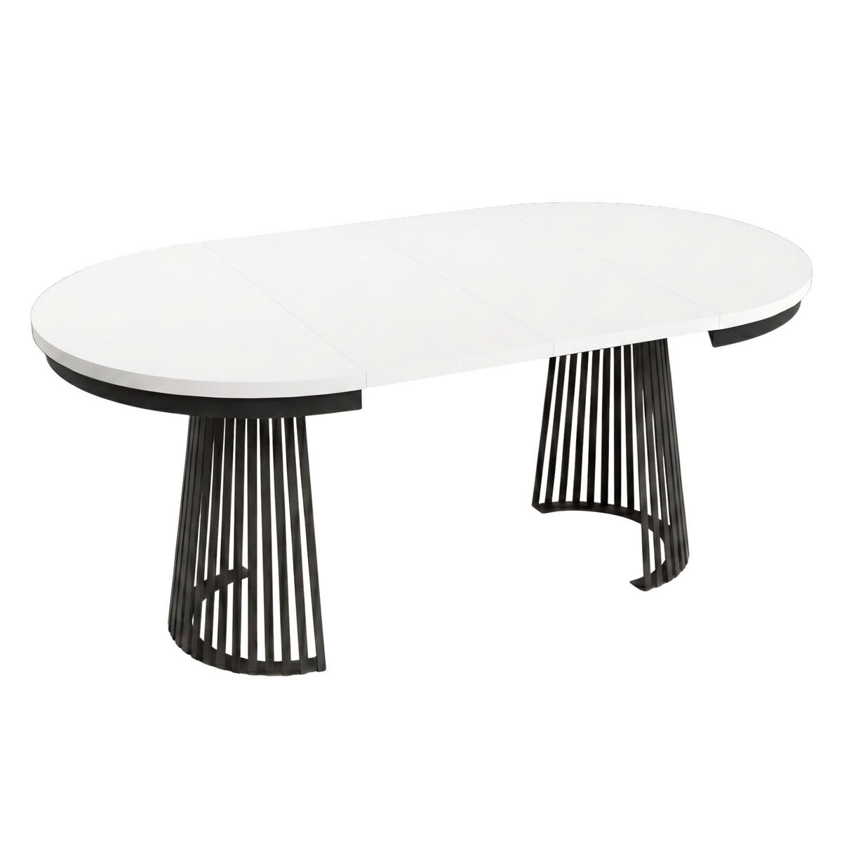 ESSTISCH Lumi im Loft-Stil, ausziehbar Ø 120–200 cm, Metallbeinen, Schwarz+Weiß - Schwarz/Weiß, Metall (120/120/77cm) - Beautysofa