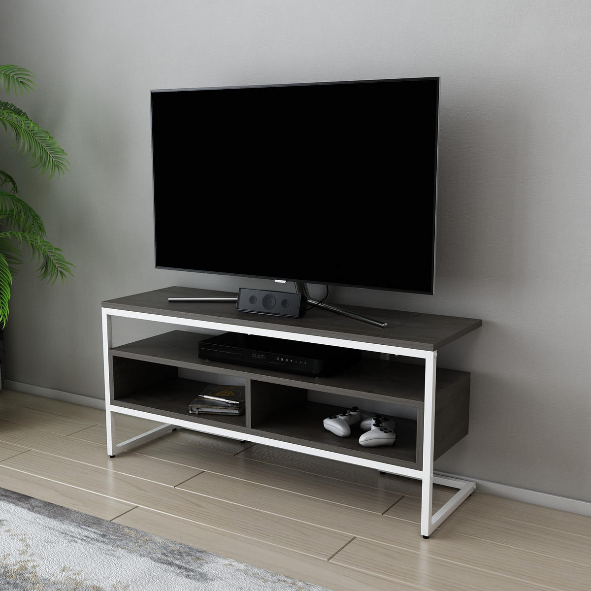 TV Unit Merrion Gold und Saphir Eiche - Dunkelbraun, Holzwerkstoff (111/51/35cm) - Decorotika