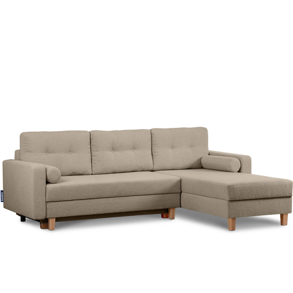 Thumbnail - Konsimo® Eckschlafsofa, Braun, Textil, L-Form,L-Form, 240x183 cm, Wohnzimmer, Sofas & Couches, Wohnlandschaften, Ecksofa...