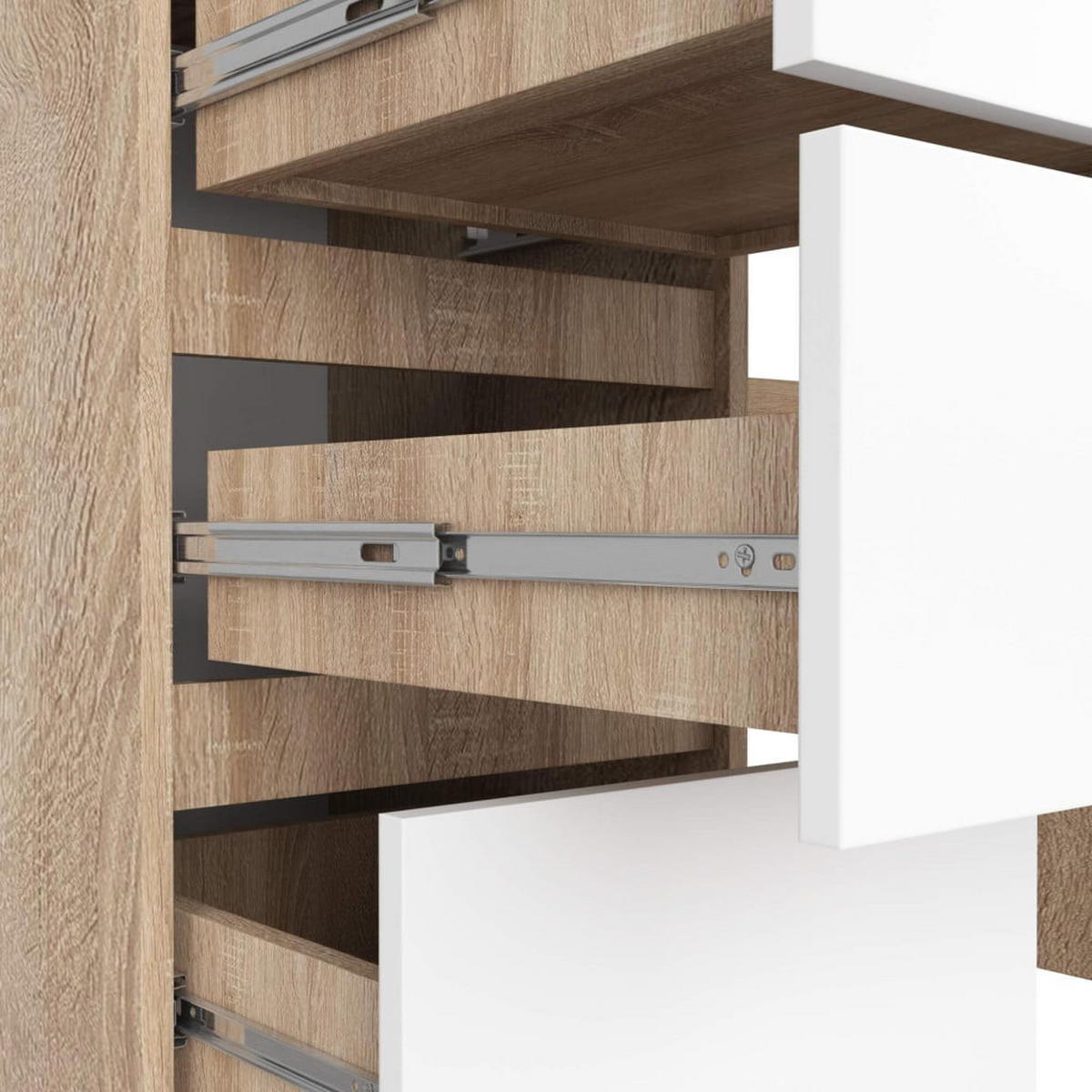 SCHREIBTISCH Eiche Sonoma, Weiß 77/135/50 - Weiß/Sonoma Eiche, Holzwerkstoff (50/135/77cm) - RAUMHIRSCH FURNITURE