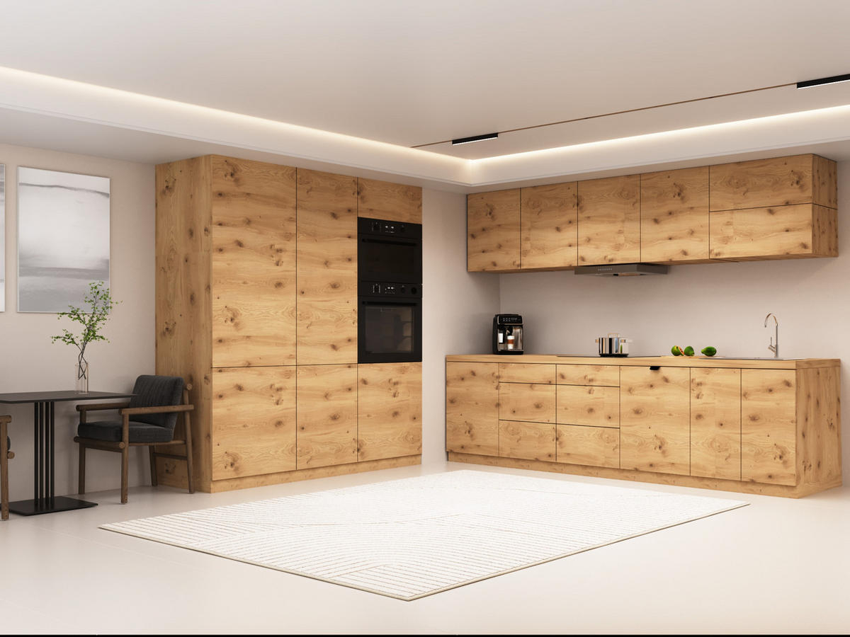 KÜCHENZEILE 320 cm - Langen KL16-M320 - in Artisan Eiche - Eiche Artisan, Holz (480/212/58cm)