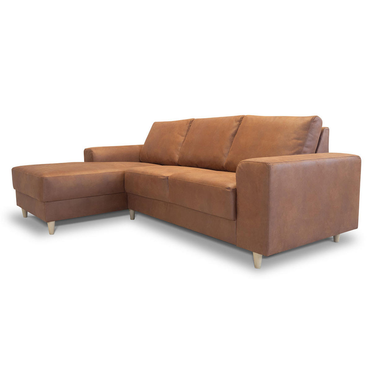 ECKSOFA cognacfarben Leder - Cognac, Leder (222/148cm) - ebuy24