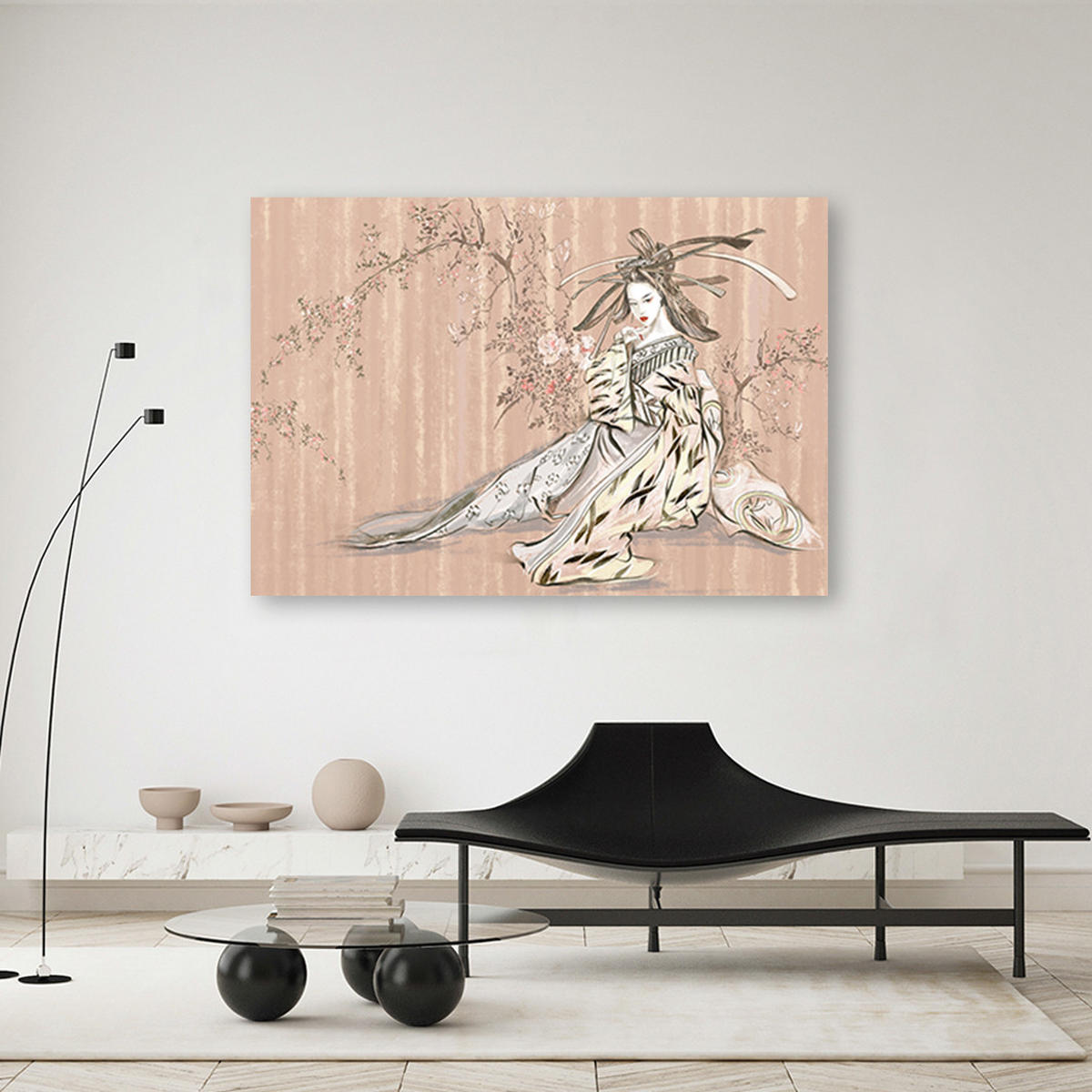 WANDBILD traditioneller japanischer geisha - Orange, Textil (60/40cm) - Feeby