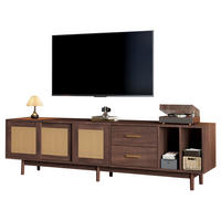 TV-LOWBOARD 190/40/52 cm mit 3 Türen, 2 Schubladen und Rattan-Fronten, MDF, Braun - Braun, Holzwerkstoff (190/52/40cm) - Redom