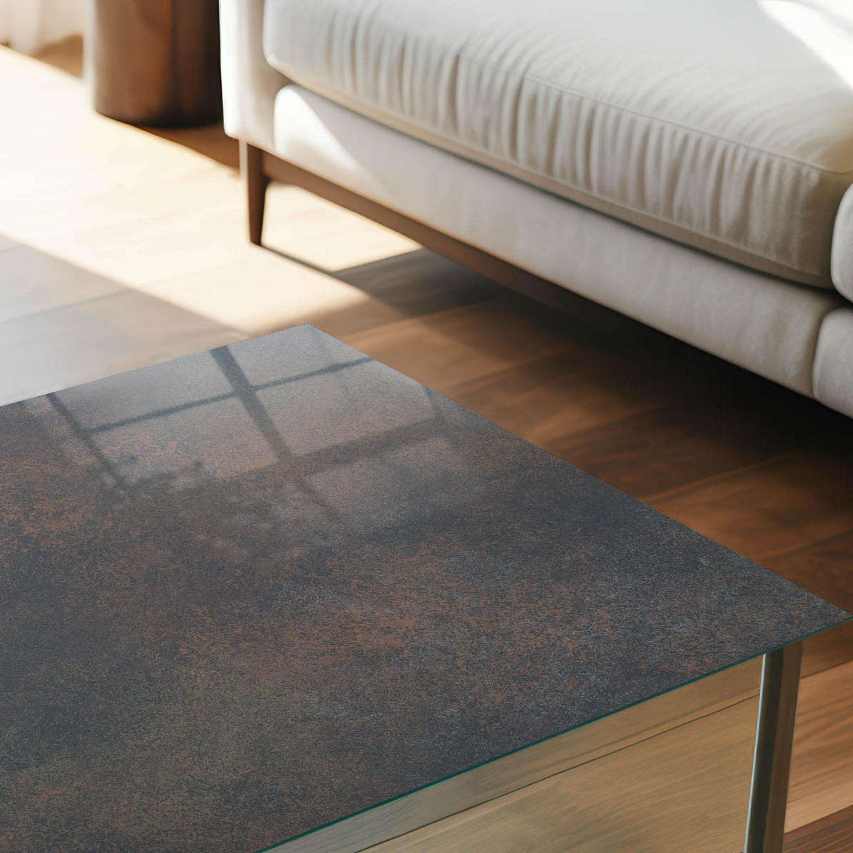 TISCHPLATTE 120x60 cm – Dunkle Textur - Braun, Glas (120/60/0.4cm) - Wallfluent