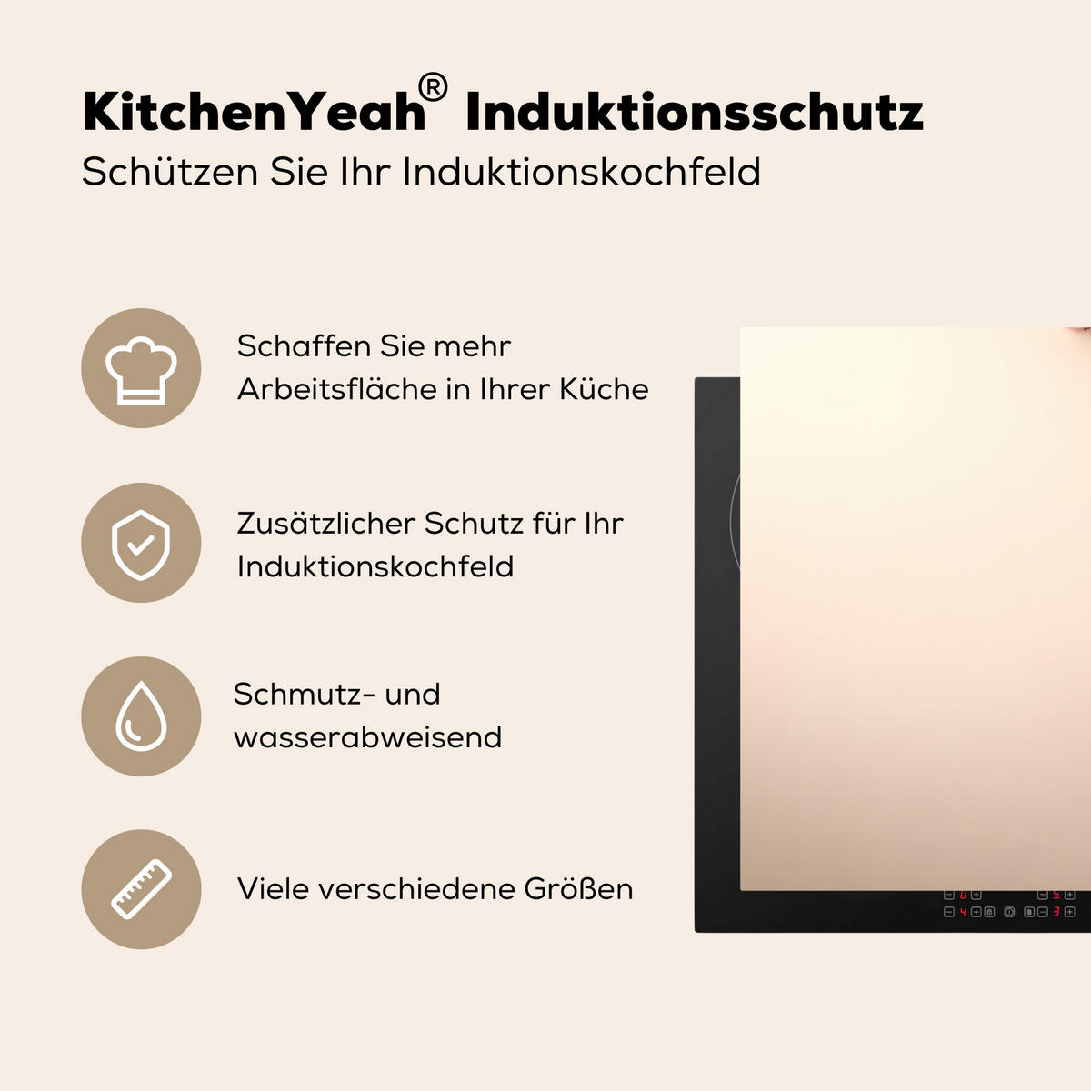 HERDABDECKPLATTE Rosa - Blüten - Eier Induktionsschutz 91.2x52 cm - Hellrosa, Kunststoff (91.2/52/0.2cm) - MuchoWow