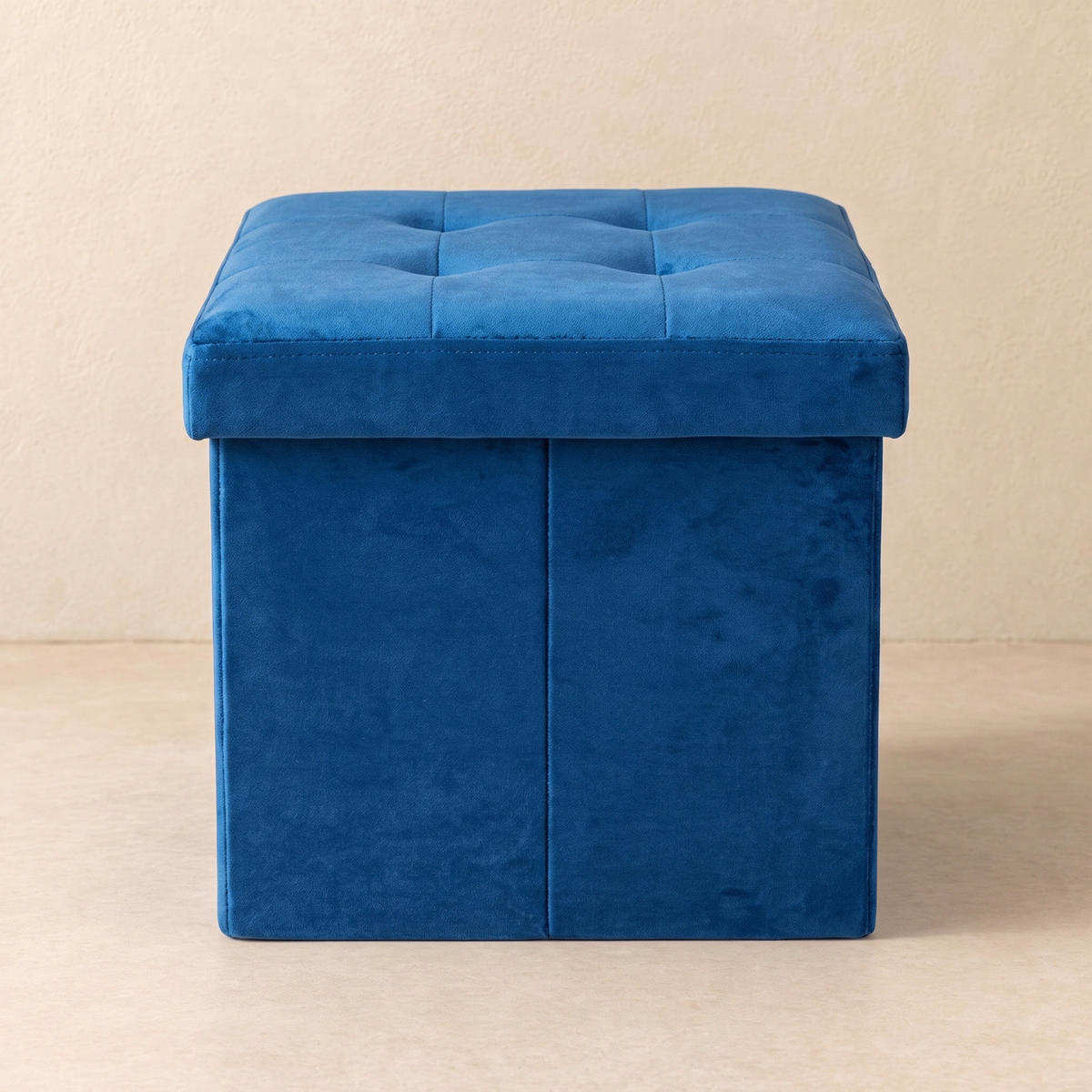 POUF mit Stauraum 38/38/38 cm - Dunkelblau, Textil (38/38/38cm) - SCENA LIVING