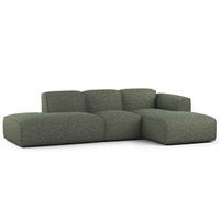 ECKSOFA mit Chaiselongue - Schwarz/Grün, Kunststoff/Textil (290/173cm) - home24