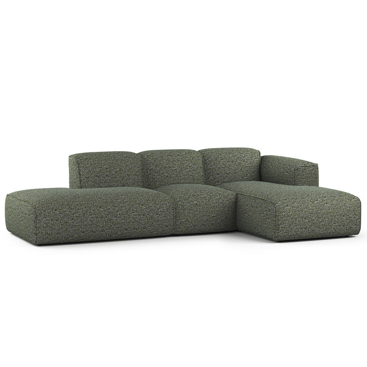 ECKSOFA mit Chaiselongue - Schwarz/Grün, Kunststoff/Textil (290/173cm) - home24