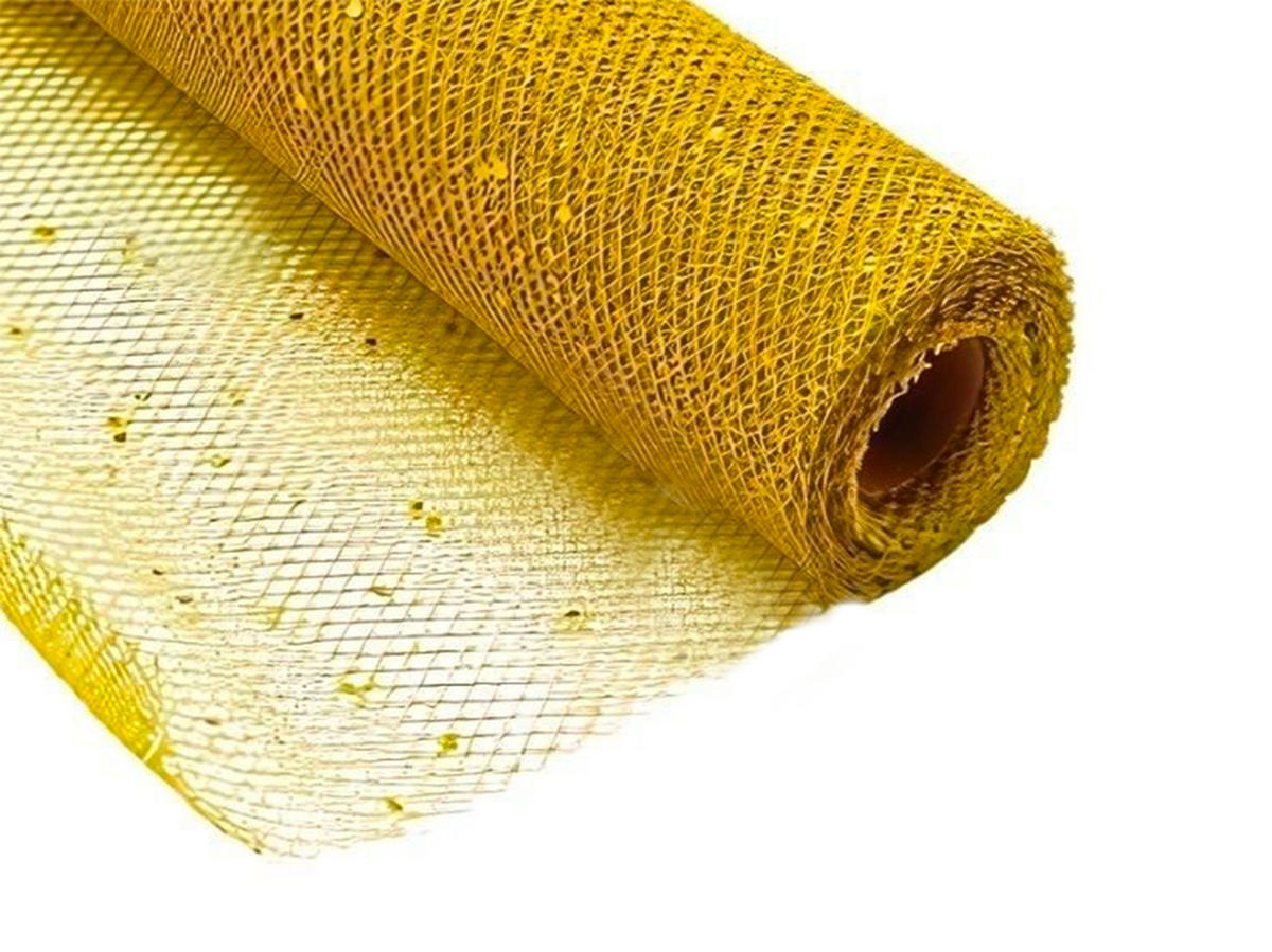 LAALU DEKORATION Rolle Netz mit Glitter Gold 36 cm x 5 m - Goldfarben, Kunststoff (7/7/40cm) - LAALU