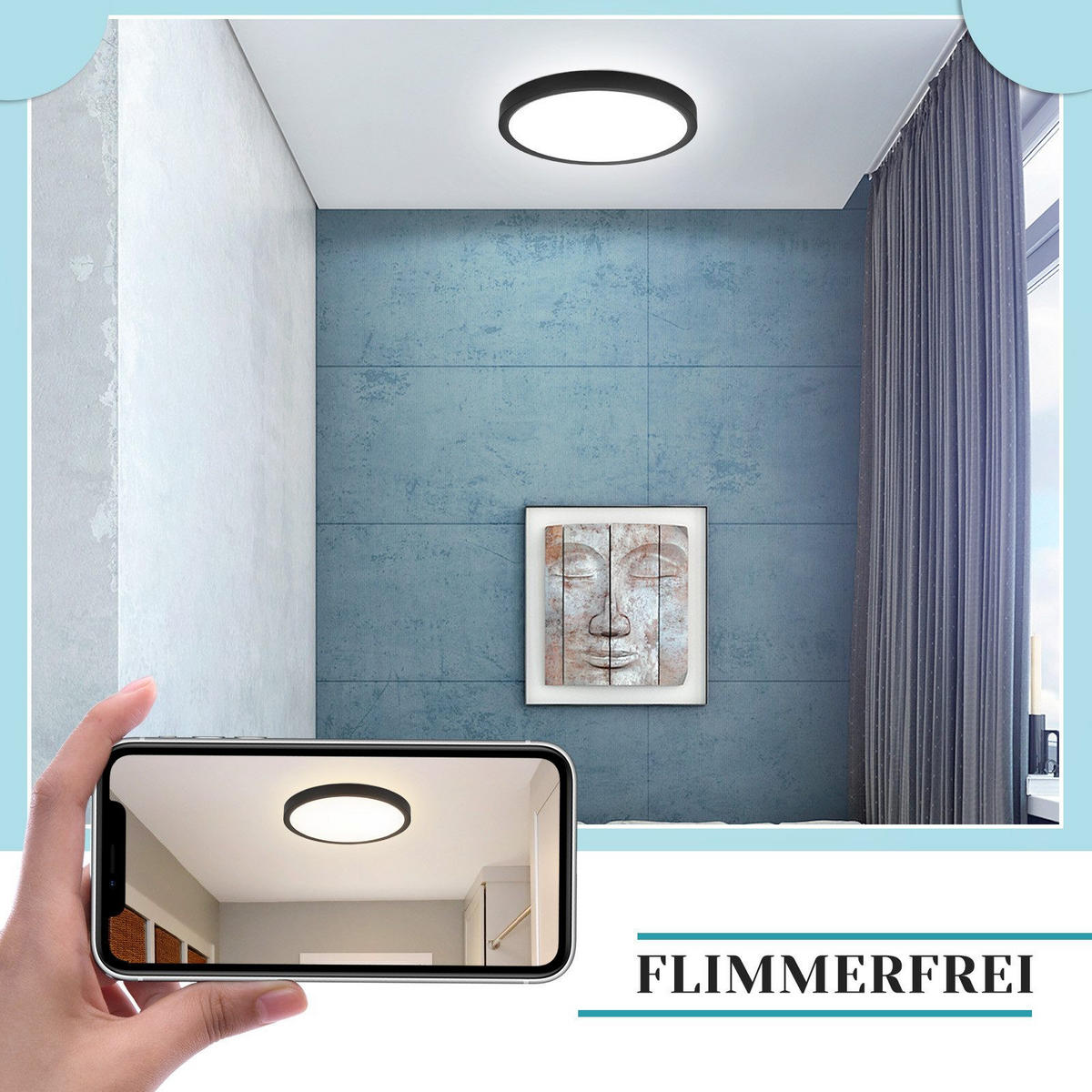 LED-DECKENLEUCHTE Warren 6000K-Kaltweiß 18/18/3 cm - Schwarz, Kunststoff (18/18/3cm) - Nettlife