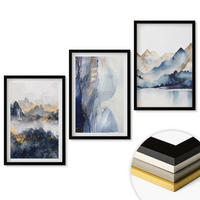 WANDBILDER 3er-Set - 40x60 cm Schwarzer Rahmen - Blaue und graue Berglandschaften - Schwarz, Kunststoff (40/60cm) - ArtPrintCave