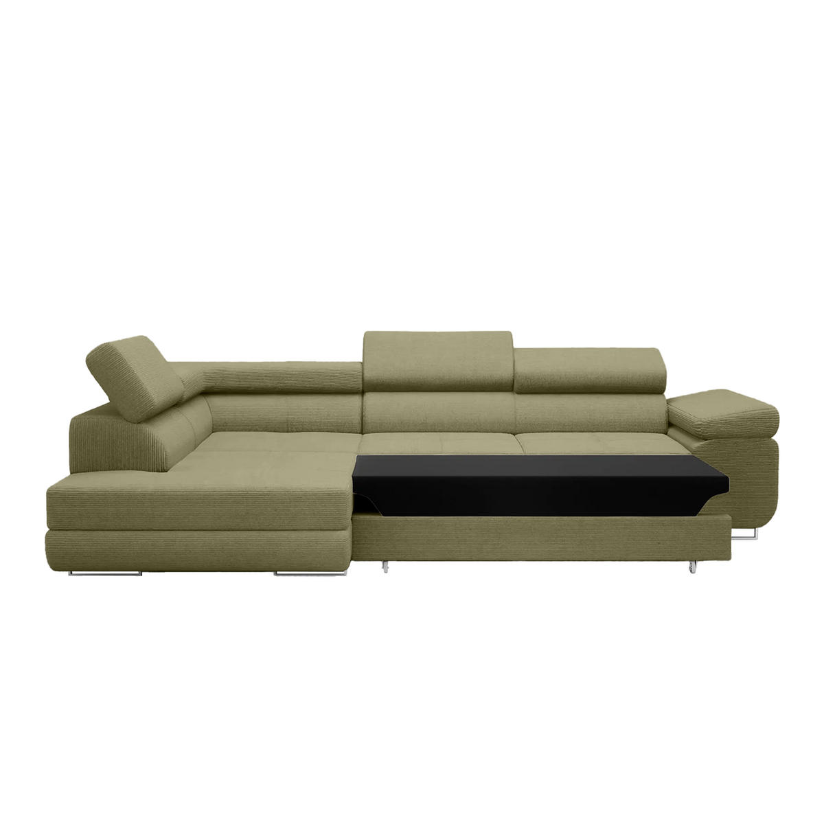 ECKSOFA Warton mit Schlaffunktion, Olive - Olivgrün, Textil (275/202cm) - Fedve