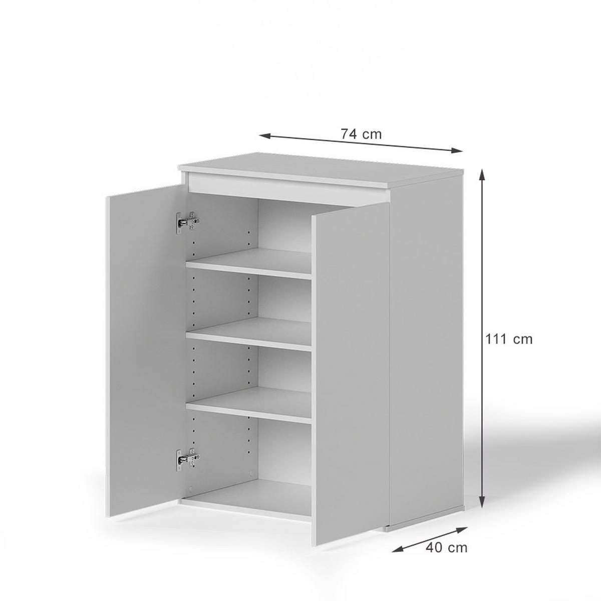 KOMODA S VRATIMA Claus Bijela 74 x 99.6 cm s 2 vrata - bijela, drvni materijal (74/99.6/40cm) - Vicco