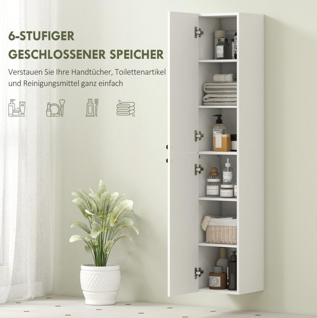 BADEZIMMERSCHRANK wandmontiert Weiß Holz - Weiß, Holzwerkstoff (30/161/30cm) - Beauniv
