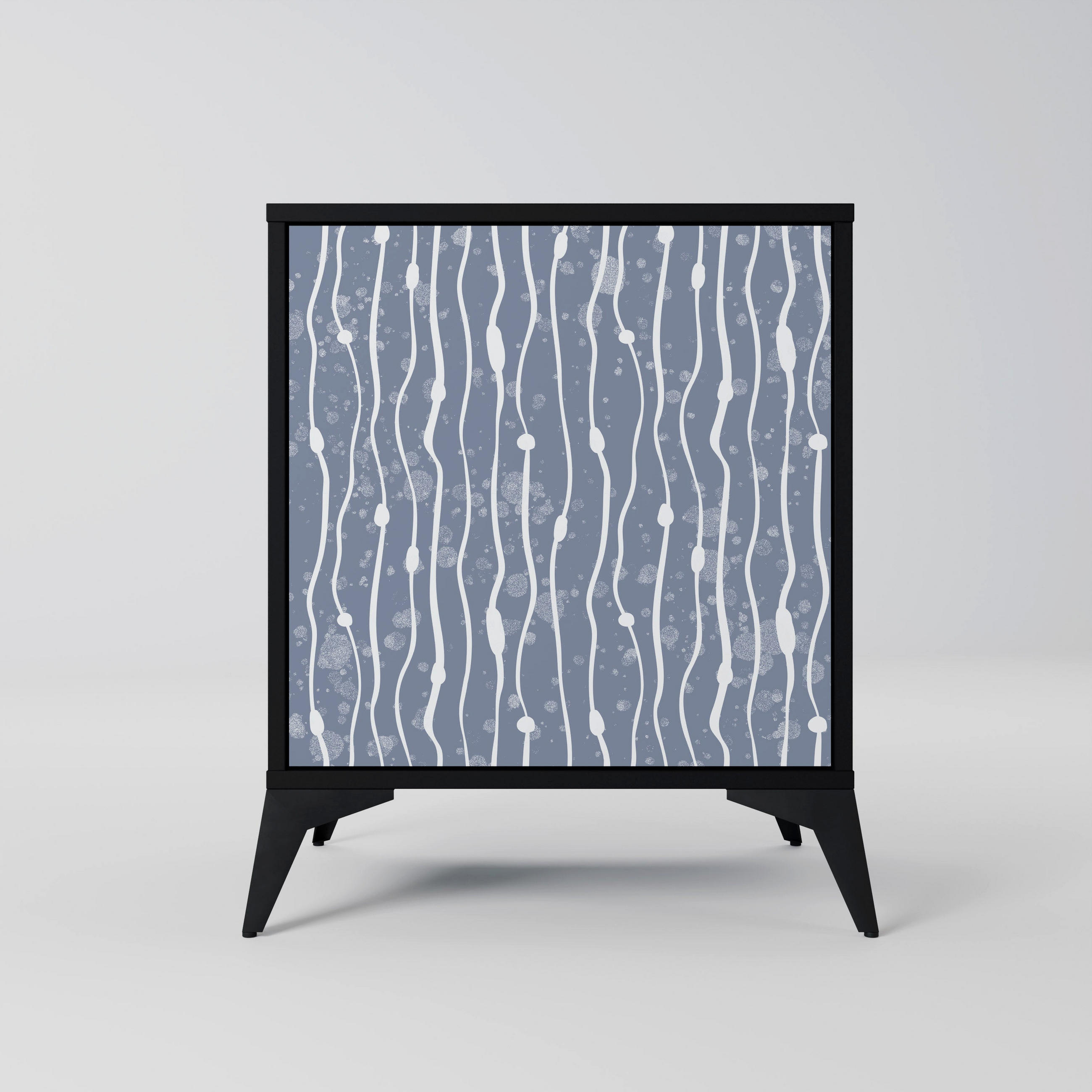 SIDEBOARD GRAPHITE RAIN, Schwarz, 57,5x42x70,5 cm, Schwarze Metall-Sternfüße - Multicolor/Schwarz, Holzwerkstoff/Metall (57.5/70.5/42cm) - SpaceRebels