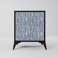 SIDEBOARD GRAPHITE RAIN, Schwarz, 57,5x42x70,5 cm, Schwarze Metall-Sternfüße - Multicolor/Schwarz, Holzwerkstoff/Metall (57.5/70.5/42cm) - SpaceRebels