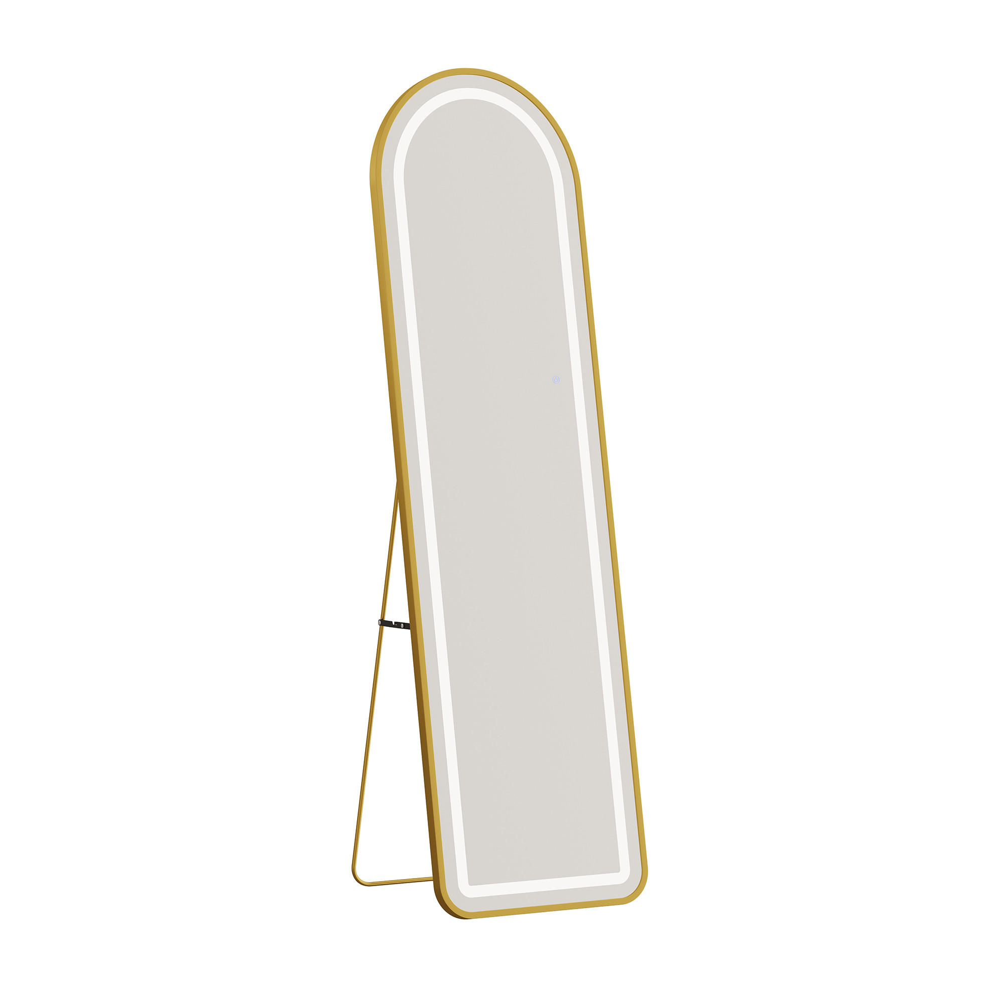 WANDSPIEGEL LED 150 x 40 cm aus Sicherheitsglas, Bogenform, gold - Goldfarben, Metall (40/150/3cm)