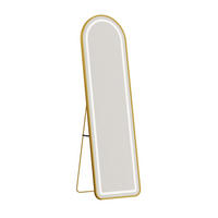 WANDSPIEGEL LED 150 x 40 cm aus Sicherheitsglas, Bogenform, gold - Goldfarben, Metall (40/150/3cm)