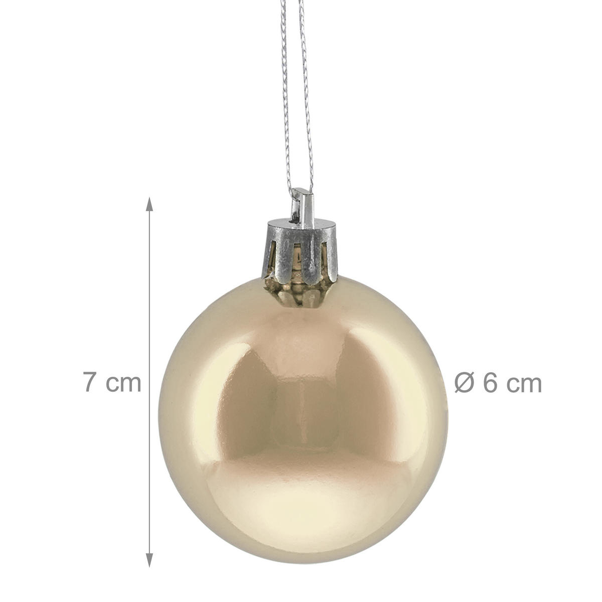 50XWEIHNACHTSKUGELN - Creme, Kunststoff (6/7/6cm) - Relaxdays