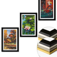 WANDBILDER 3er-Set - 20x30 cm Schwarzer Rahmen - Herbstfarbene Lilienterrasse - Schwarz, Kunststoff (20/30cm) - ArtPrintCave