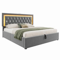 POLSTERBETT mit Bettkasten 160x200 cm Samt Grau mit LED und USB - Grau, Metall (160/200cm) - Meubliv