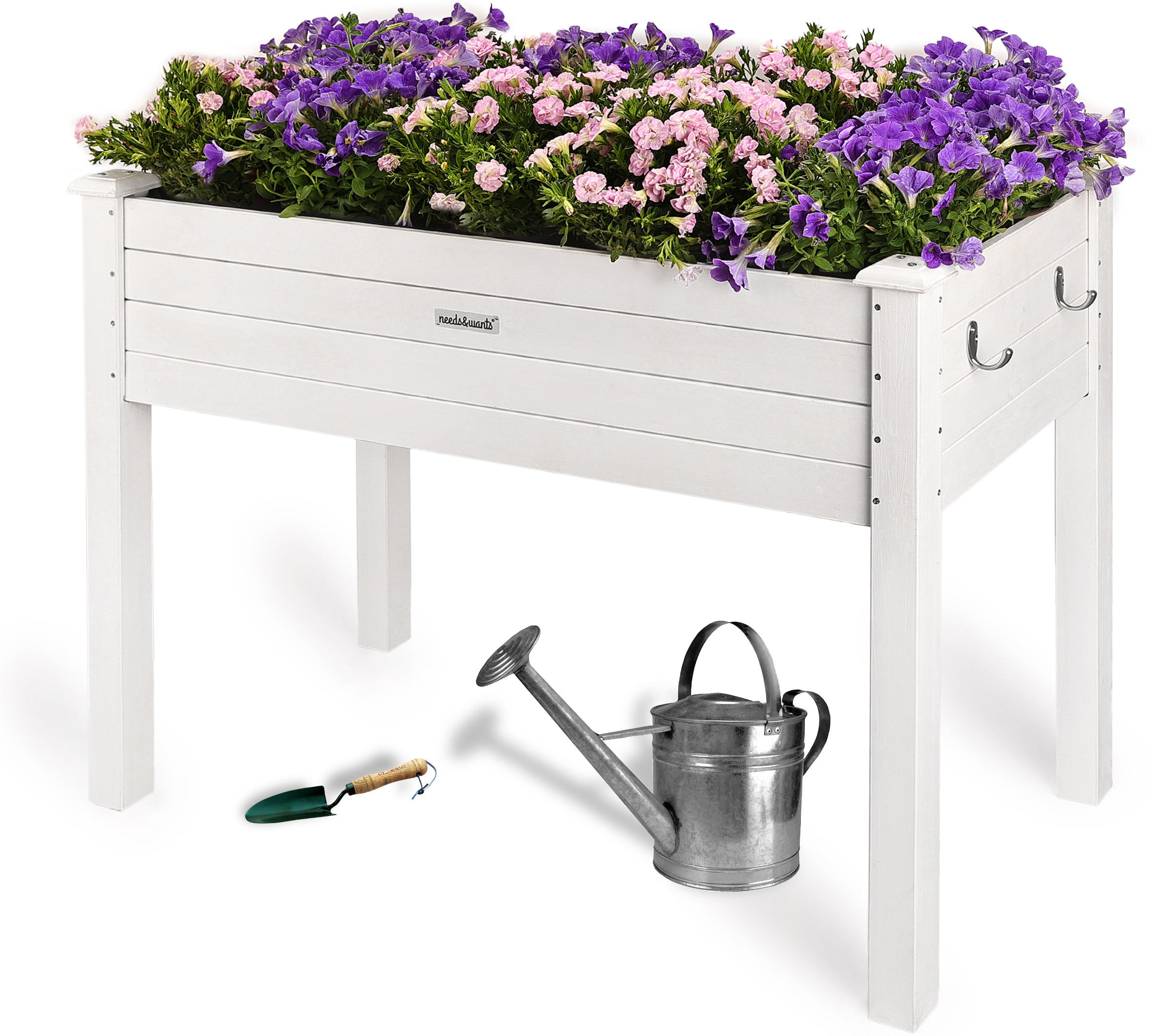HOCHBEET aus Holz für Garten & Balkon, rechteckig mit Vlies-Folie - Weiß, Holz (100/75/50cm) - needs&wants