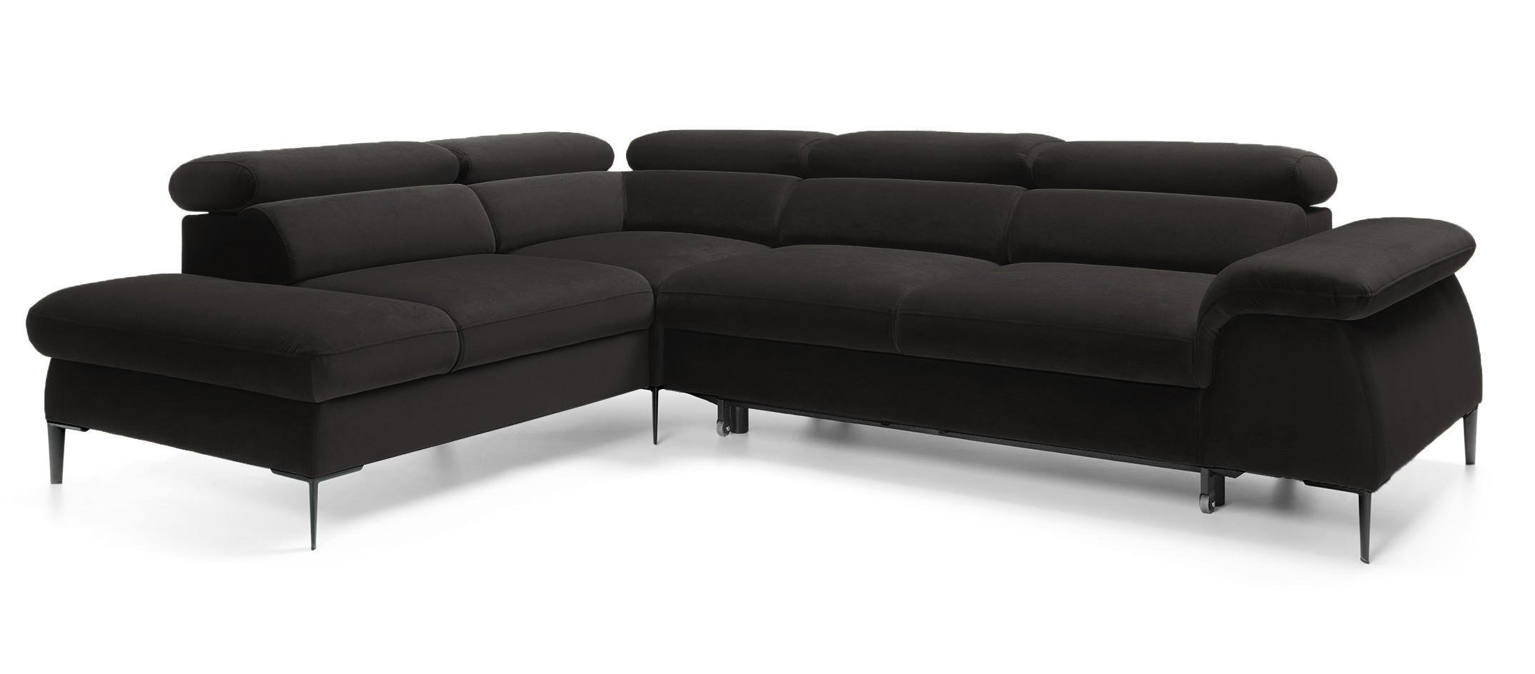 SCHLAFSOFA 280 cm Amaro L mit verstellbaren Kopfstützen, Links, Schwarz - Schwarz, Holz (280/214cm) - Emporius