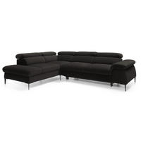 SCHLAFSOFA 280 cm Amaro L mit verstellbaren Kopfstützen, Links, Schwarz - Schwarz, Holz (280/214cm) - Emporius