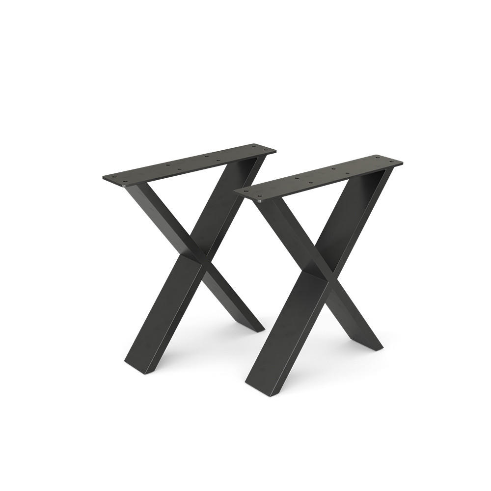 TISCHBEINE Schwarz 40 x 42.1 cm X-Form - Schwarz, Metall (40/42/8cm) - Vicco