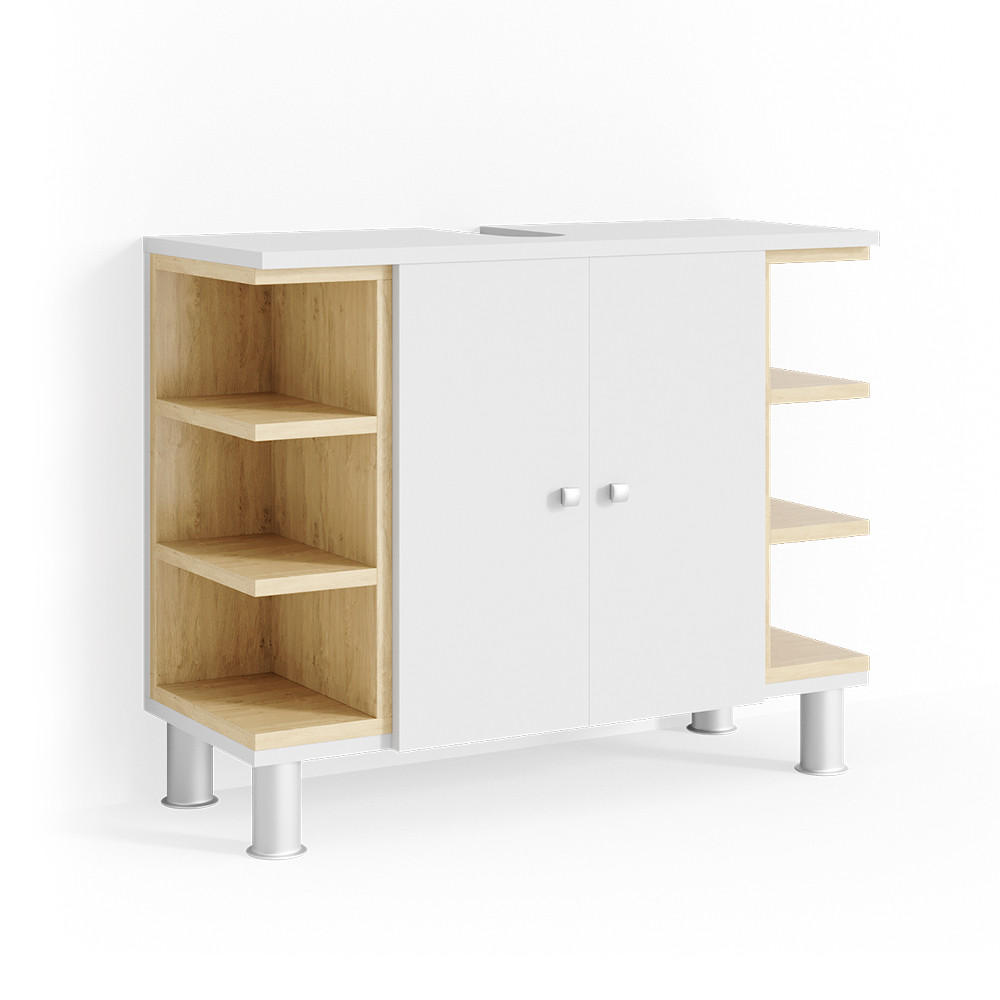 WASCHBECKENUNTERSCHRANK Aquis Weiß 79.6 x 64 cm - Weiß, Holzwerkstoff (79.6/64/32cm) - Vicco