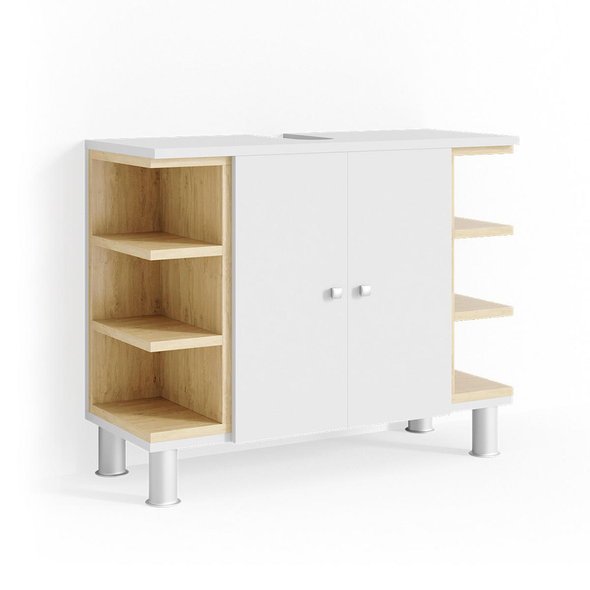 WASCHBECKENUNTERSCHRANK Aquis Weiß 79.6 x 64 cm - Weiß, Holzwerkstoff (79.6/64/32cm) - Vicco